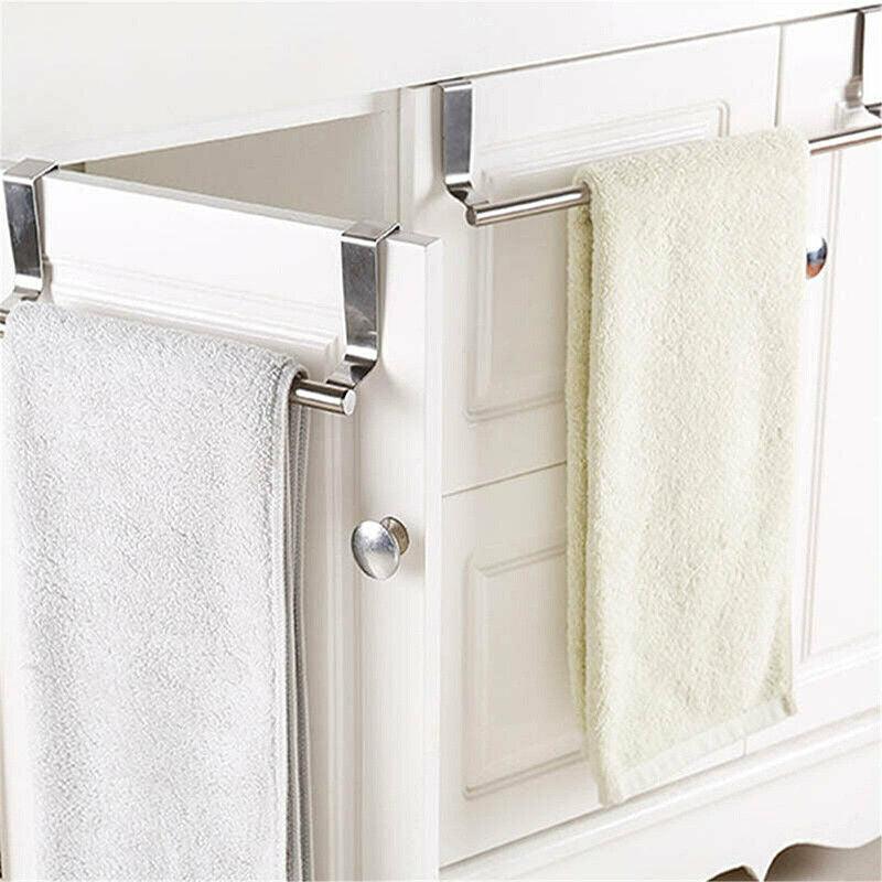 Over Door Tea Towel Holder Rack Kitchen Bathroom Rail Cupboard Hanger Bar Hook A