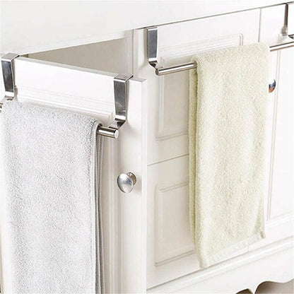 Over Door Tea Towel Holder Rack Kitchen Bathroom Rail Cupboard Hanger Bar Hook A