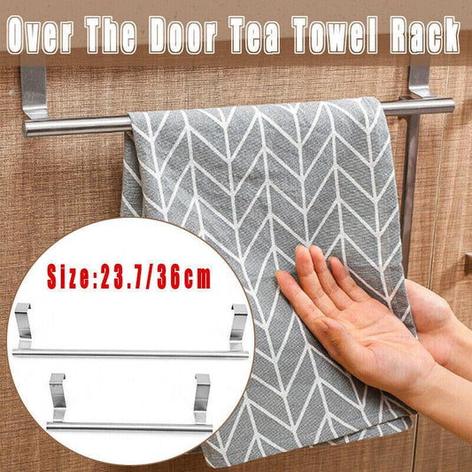 Over Door Tea Towel Holder Rack Kitchen Bathroom Rail Cupboard Hanger Bar Hook A