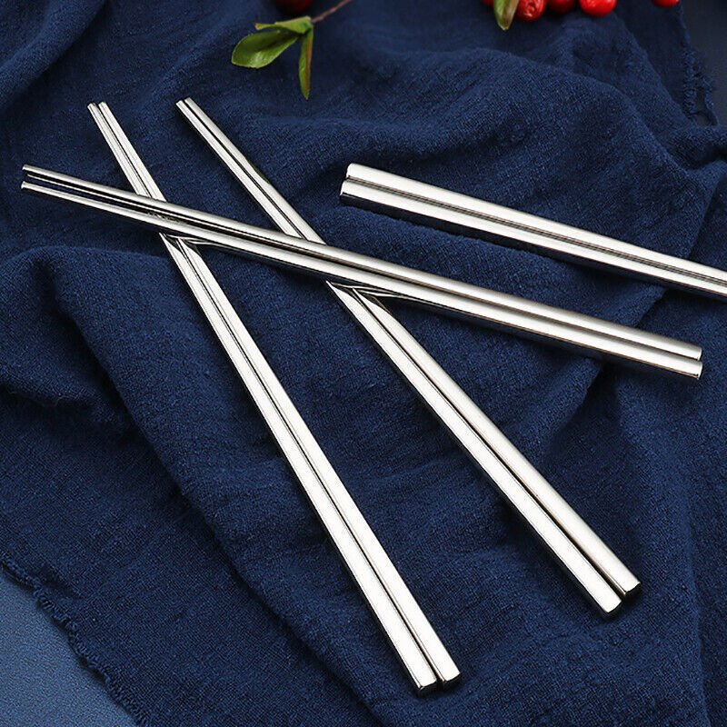 10 Pairs Reusable Stainless Steel Chopsticks Dishwasher Safe