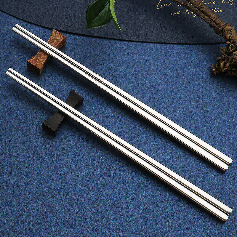 10 Pairs Reusable Stainless Steel Chopsticks Dishwasher Safe