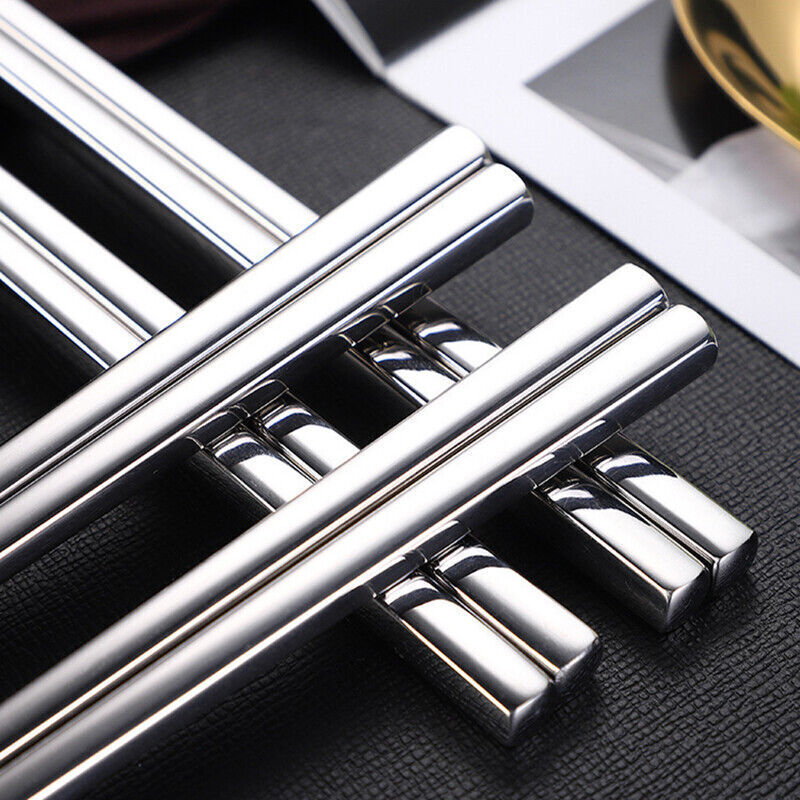 10 Pairs Reusable Stainless Steel Chopsticks Dishwasher Safe
