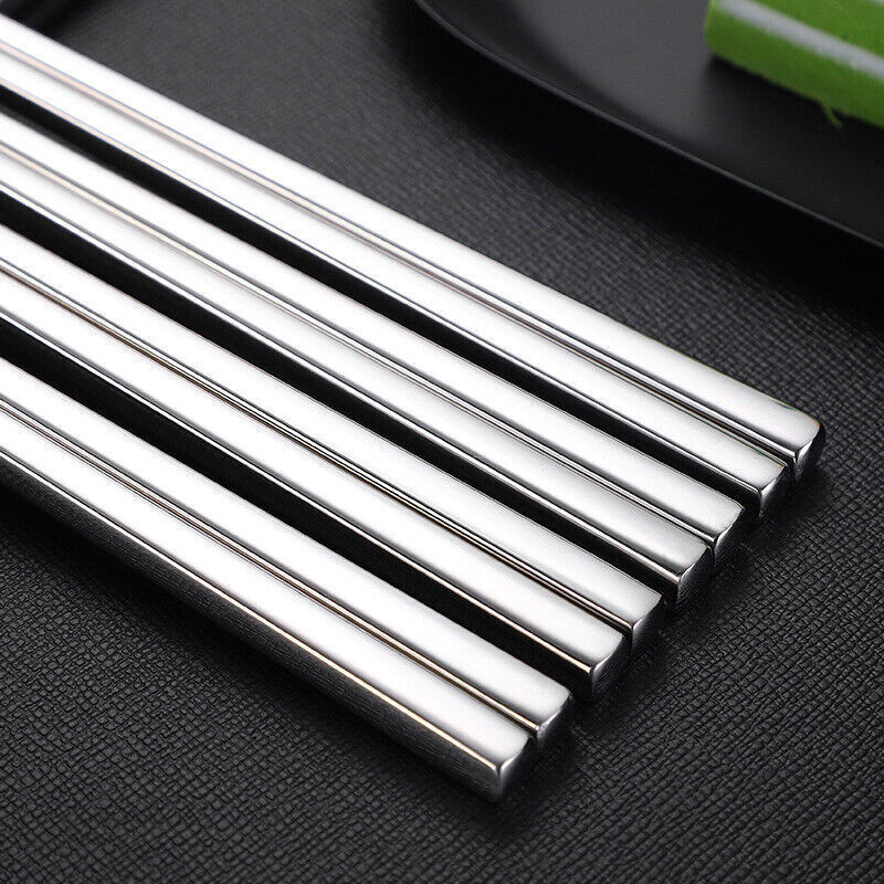 10 Pairs Reusable Stainless Steel Chopsticks Dishwasher Safe