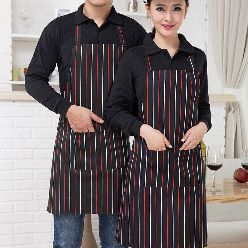2 Pcs Polyester Kitchen Apron with Pocket for Restaurant