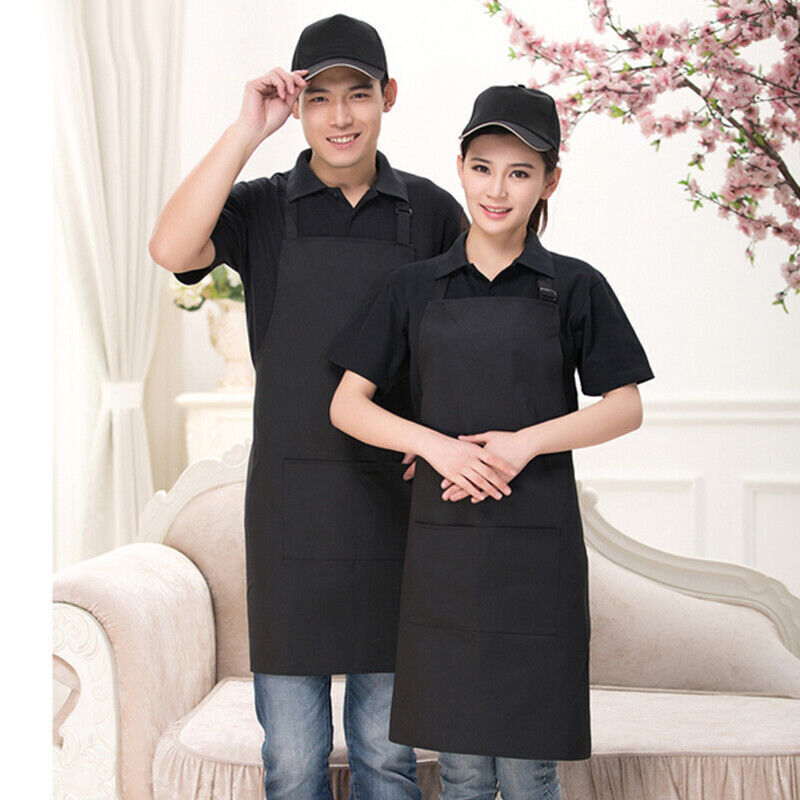 2 Pcs Polyester Kitchen Apron with Pocket for Restaurant
