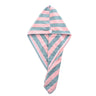 Microfibre Hair Towel Cap with Absorbent Wrap — Pink and Green