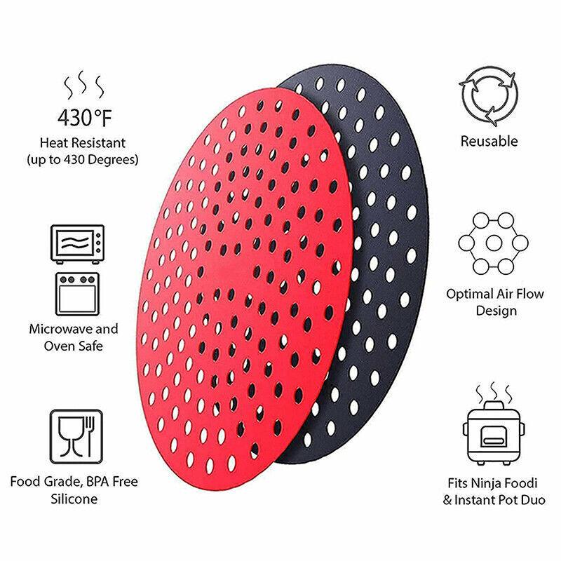 Reusable Non-Stick Silicone Air Fryer Liner Round Mat