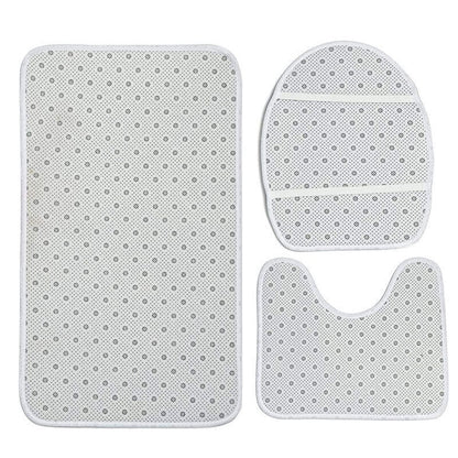 3 Piece Washable Anti-Slip Bathroom Mat Set with Toilet Cover