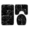 3 Pcs Bathroom Mats with Toilet Lid Cover — Black Marble