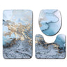 3 Pcs Bathroom Mats with Toilet Lid Cover — Blue and Gold Abstract