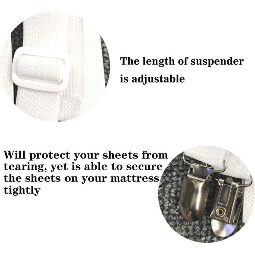 4 Pcs Triangle Fitted Sheet Strap Clips Grippers Mattress Bed Suspenders Holder