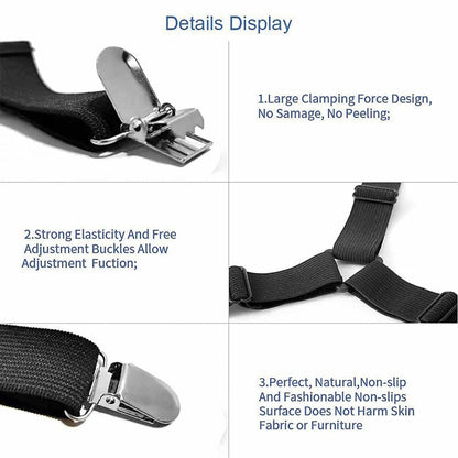 4 Pcs Triangle Fitted Sheet Strap Clips Grippers Mattress Bed Suspenders Holder