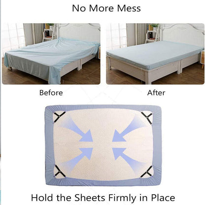 4 Pcs Triangle Fitted Sheet Strap Clips Grippers Mattress Bed Suspenders Holder