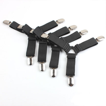 4 Pcs Triangle Fitted Sheet Strap Clips Grippers Mattress Bed Suspenders Holder