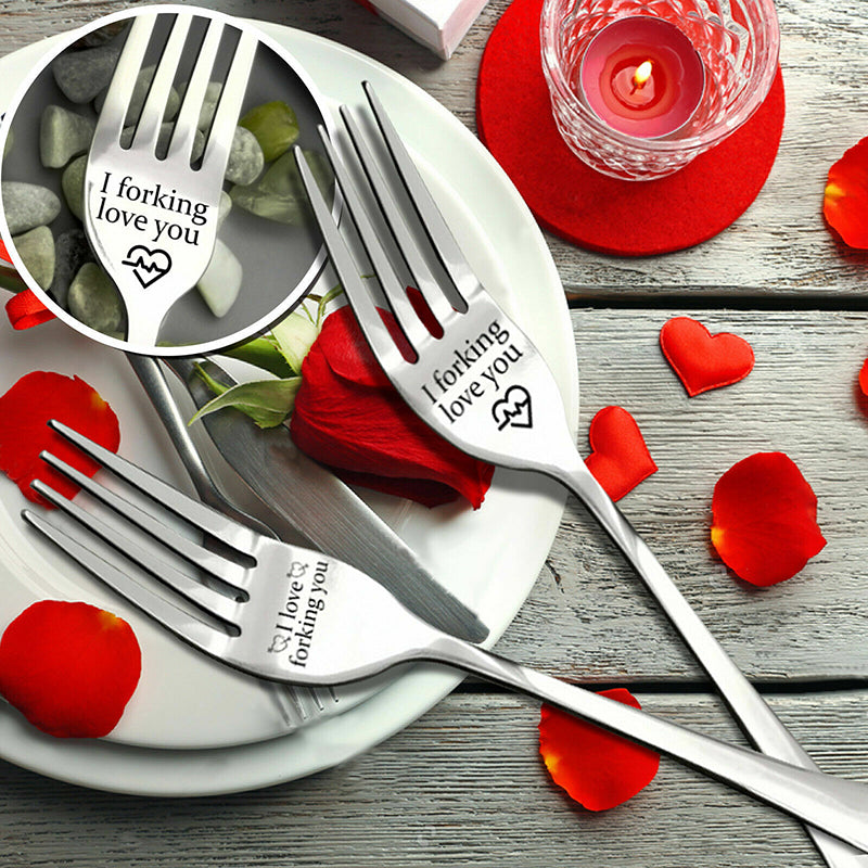 I Forking Love You Engraved Stainless Steel Fork with Gift Box