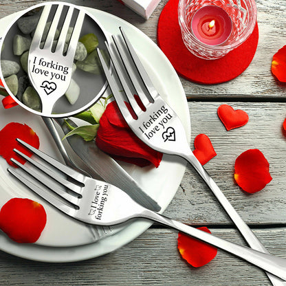 I Forking Love You Engraved Stainless Steel Fork with Gift Box