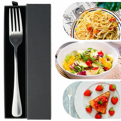 I Forking Love You Engraved Stainless Steel Fork with Gift Box