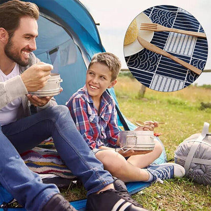 7 Pcs Reusable Bamboo Cutlery Set for Camping Travel Office
