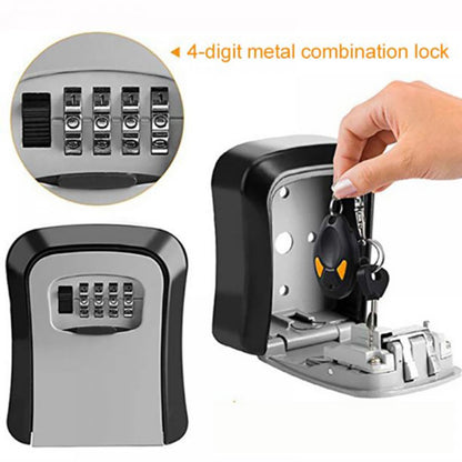 Wall Mounted 4 Digit Combination Lock Key Storage Box Steel