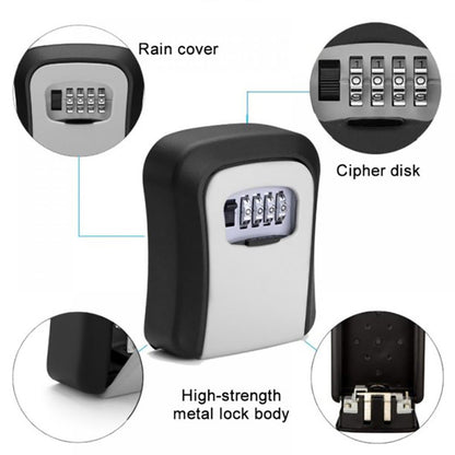 Wall Mounted 4 Digit Combination Lock Key Storage Box Steel