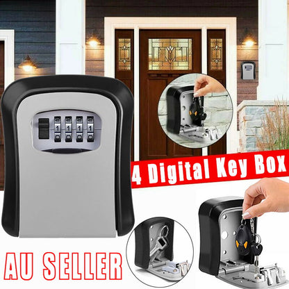 Wall Mounted 4 Digit Combination Lock Key Storage Box Steel