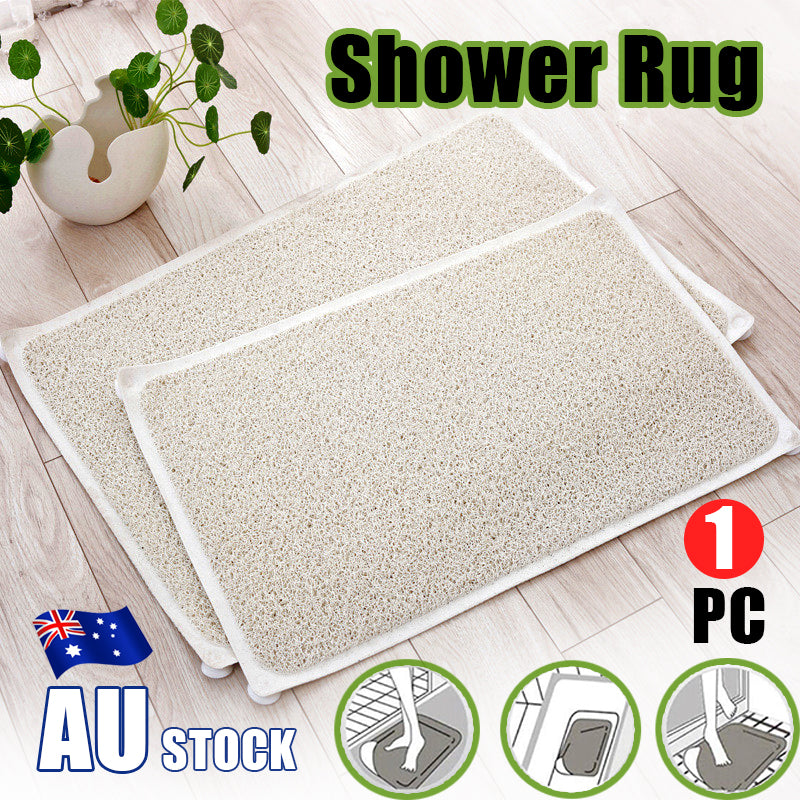 Bathroom Anti Slip Mat White Floor Rug Carpet Soft Water Absorbent Washable AU