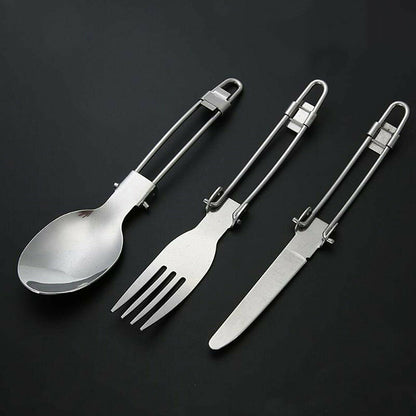 3pcs Stainless Steel Foldable Cutlery Set Knife Spoon Fork for Camping