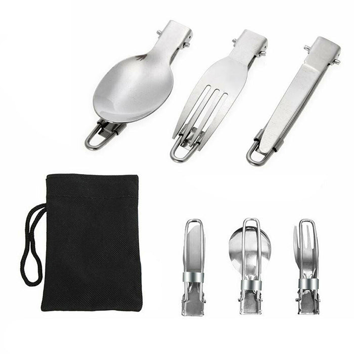 3 Pcs Steel Cutlery Set with Folding Handles