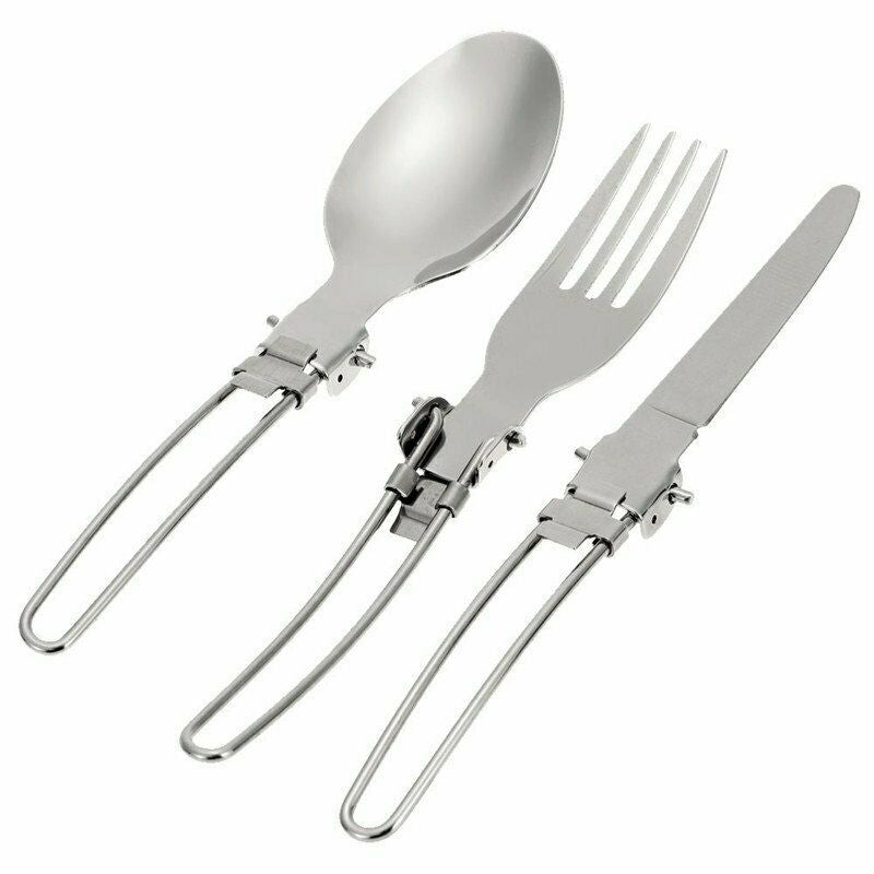 3pcs Stainless Steel Foldable Cutlery Set Knife Spoon Fork for Camping