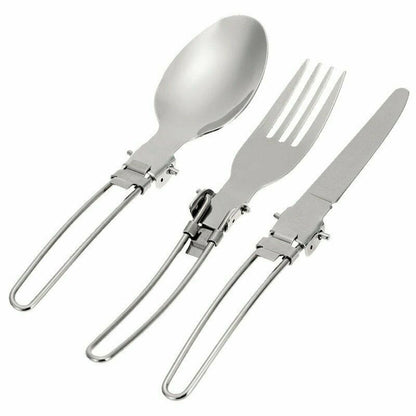3pcs Stainless Steel Foldable Cutlery Set Knife Spoon Fork for Camping