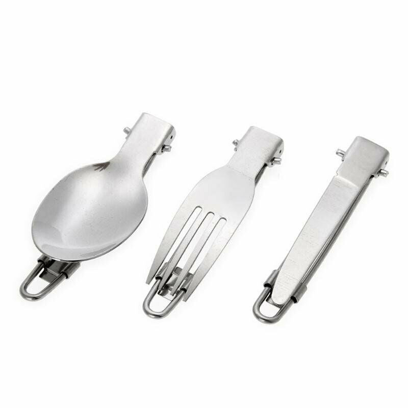 3pcs Stainless Steel Foldable Cutlery Set Knife Spoon Fork for Camping