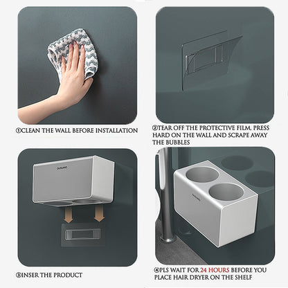 Hair Dryer Holder Storage Rack Curling Shelf Cup Bathroom Organizer Adhesive AU