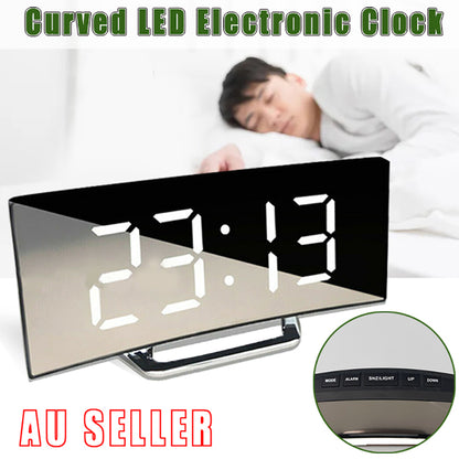 LED Digital Alarm Clock Snooze Bedside USB with Temperature Display
