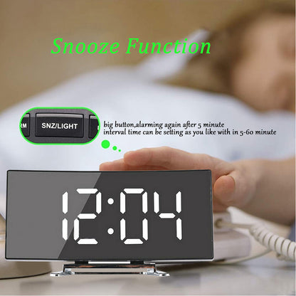 LED Digital Alarm Clock Snooze Bedside USB with Temperature Display