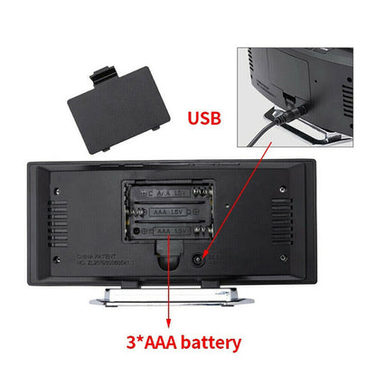 LED Digital Alarm Clock Snooze Bedside USB with Temperature Display