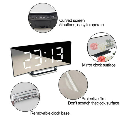 LED Digital Alarm Clock Snooze Bedside USB with Temperature Display