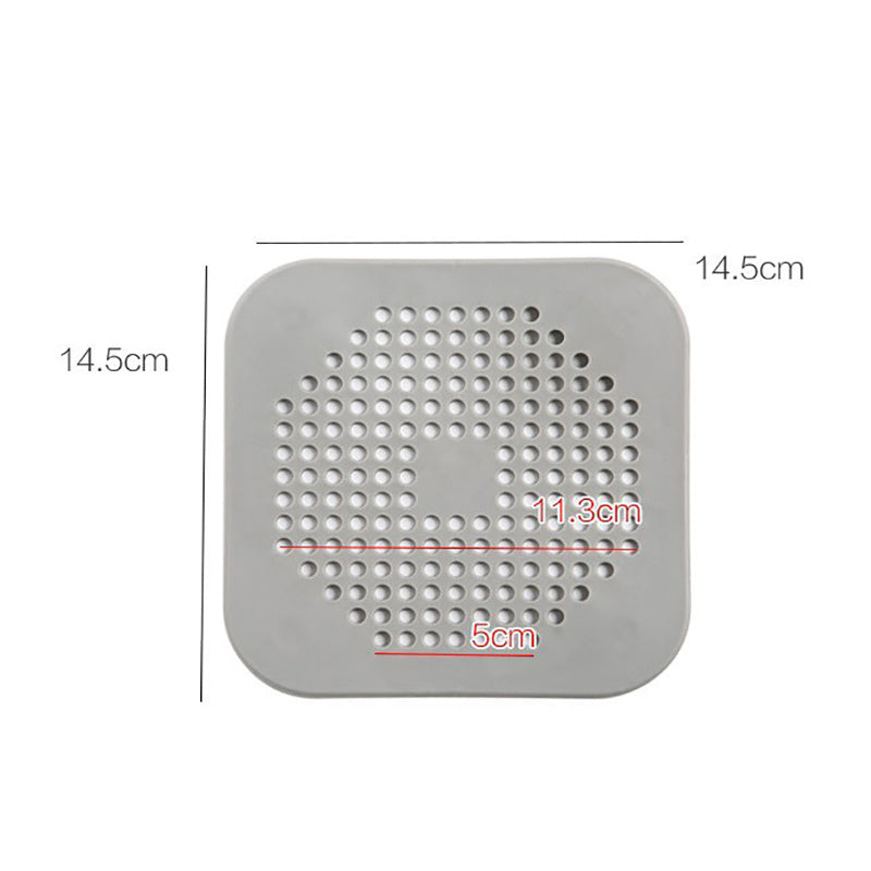 2PC Square Drain Cover Shower Hair Catcher Flat Silicone Plug for Bath