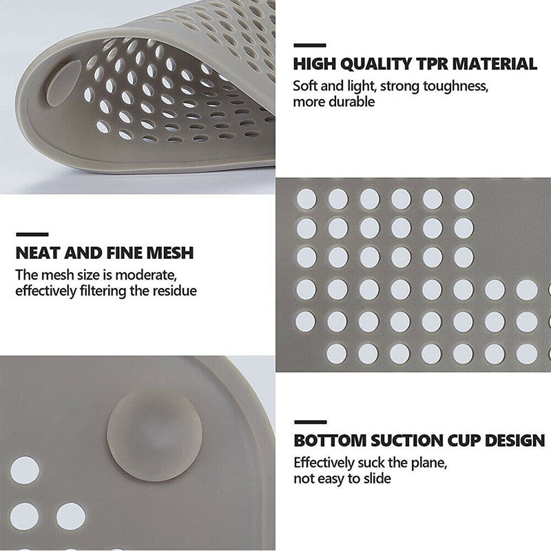 2PC Square Drain Cover Shower Hair Catcher Flat Silicone Plug for Bath