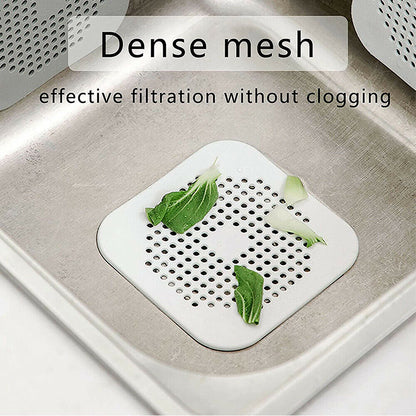 2PC Square Drain Cover Shower Hair Catcher Flat Silicone Plug for Bath