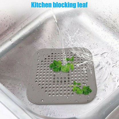 2PC Square Drain Cover Shower Hair Catcher Flat Silicone Plug for Bath