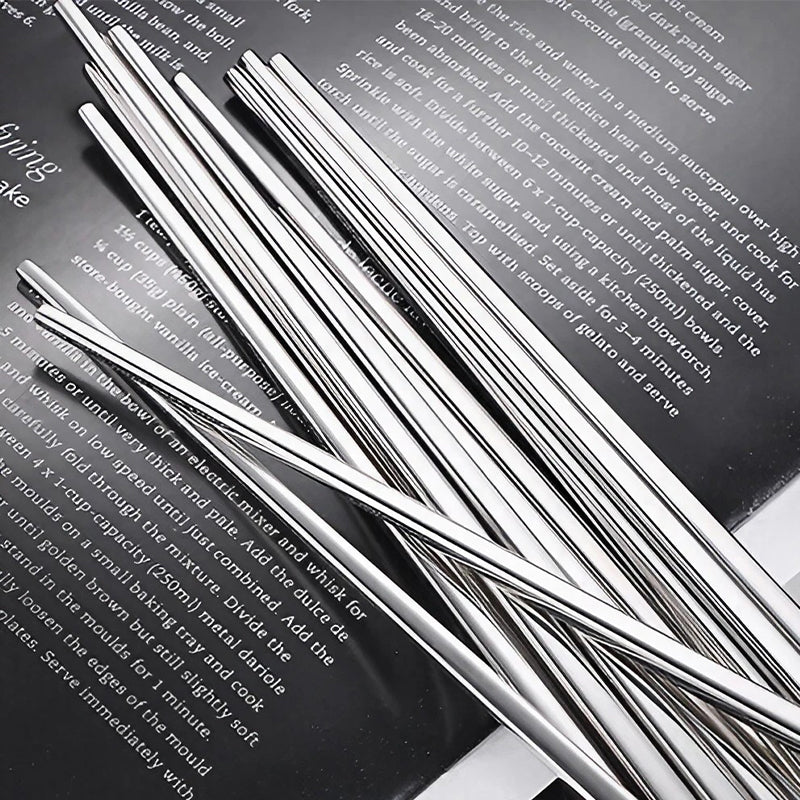 10 Pairs Reusable Stainless Steel Chopsticks Dishwasher Safe