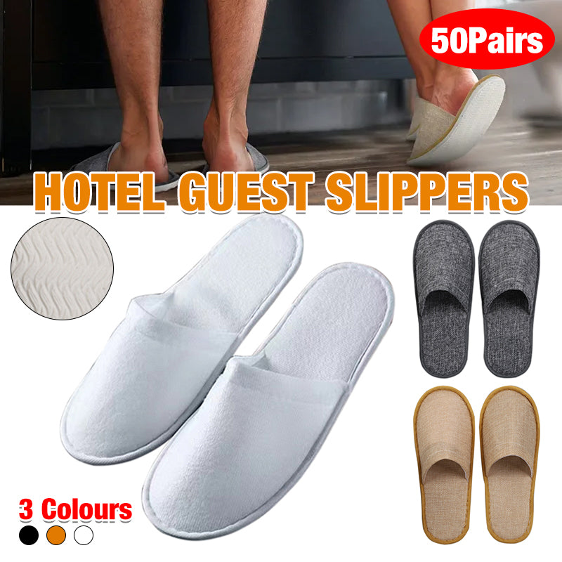 50 Pairs Disposable Closed Toe Slippers for Hotel Spa Guest