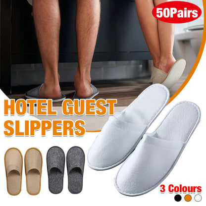 50 Pairs Disposable Closed Toe Slippers for Hotel Spa Guest