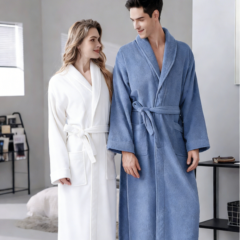 Quick Dry Cotton Bathrobe Absorbent Comfortable for Hotel Home Use