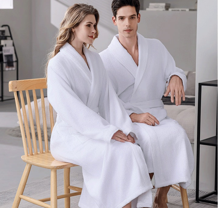 Quick Dry Cotton Bathrobe Absorbent Comfortable for Hotel Home Use