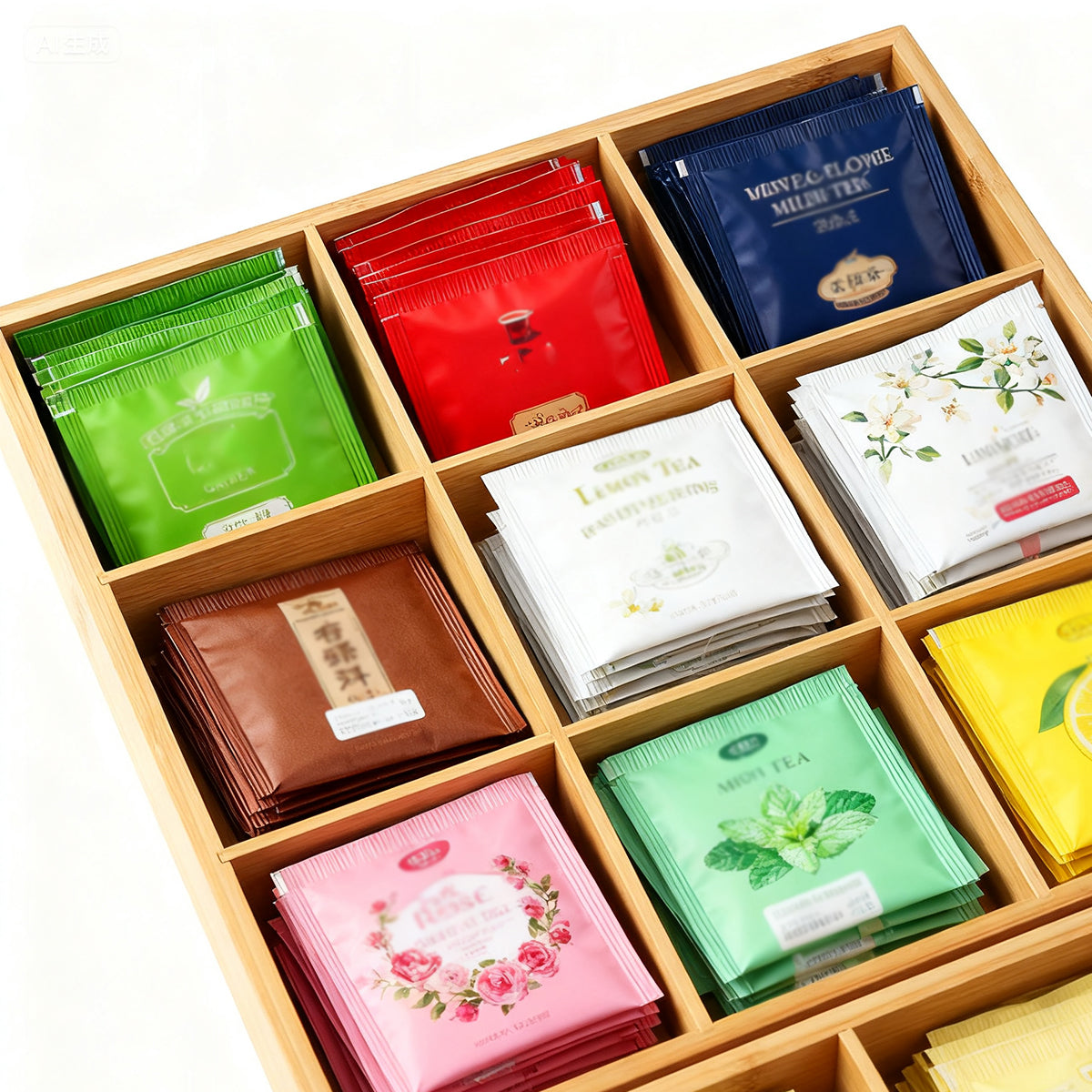 Bamboo 9 Grid Serving Tray Divided Food Platter for Hotel