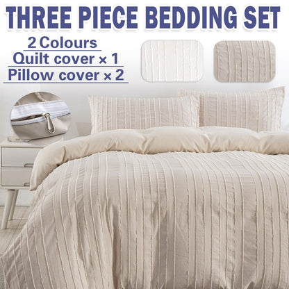 3PCS Bedding Set Quilt Cover with 2 Pillowcases Queen Size