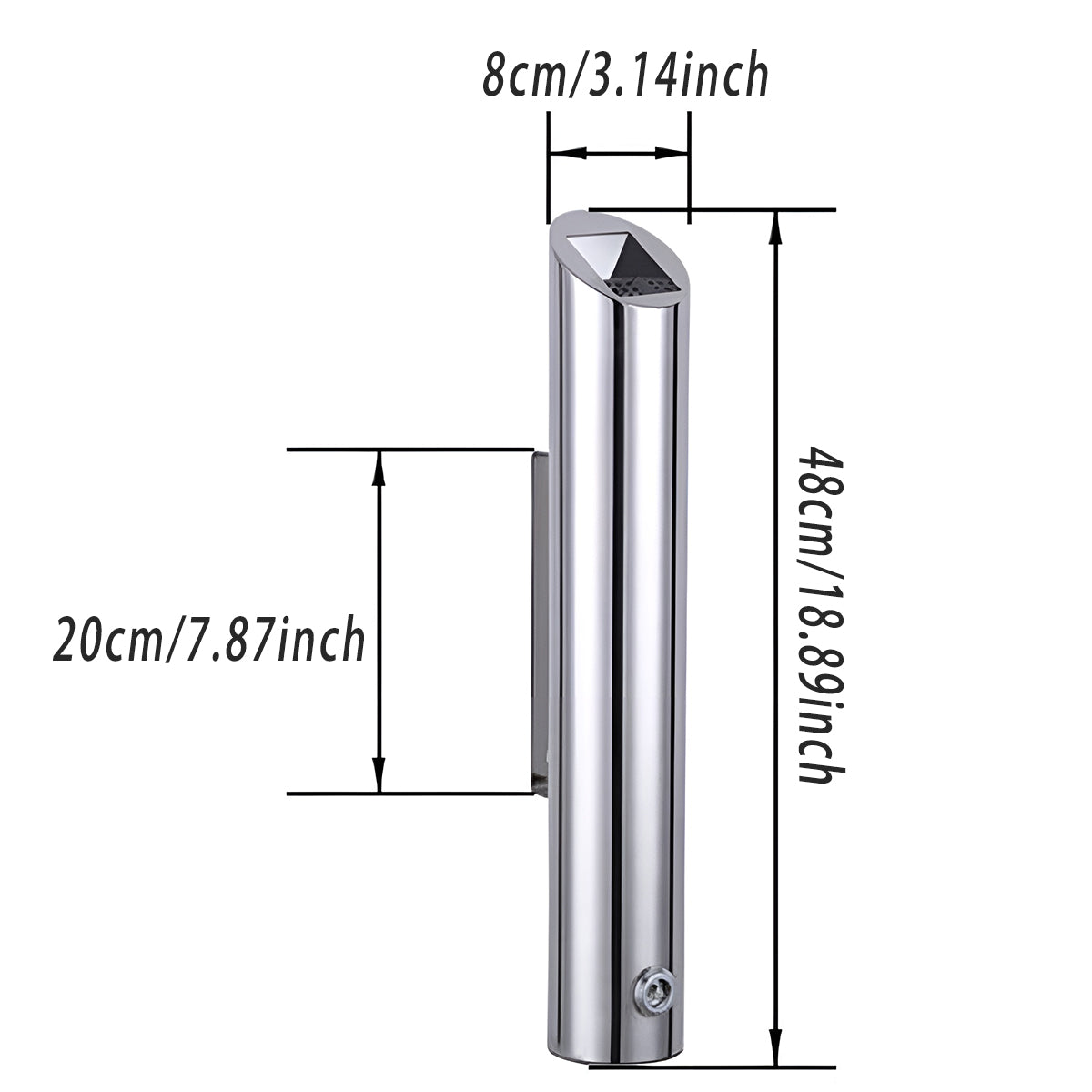 Wall Mounted Ashtray Stainless Steel 1.8L Floor Standing Vertical Trash Bin AU