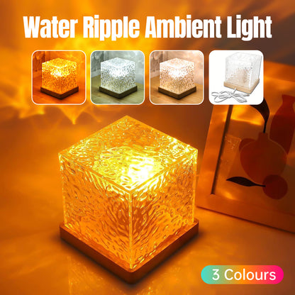 Water ripple atmosphere lamp square table lamp for bedroom bed head lighting