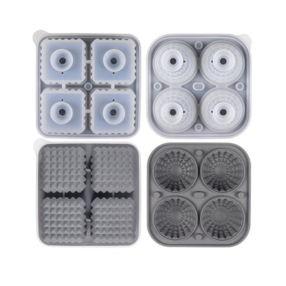 2pcs Silicone Ice Cube Tray Round and Square Ball Mold Set